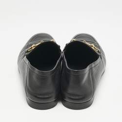 Gucci Black Leather Jordaan Horsebit Slip On Loafers Size 39