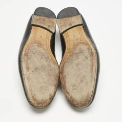 Gucci Black Leather Jordaan Horsebit Slip On Loafers Size 39