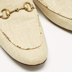 Gucci Beige Raffia and Snakeskin Leather Princetown Flat Mules Size 42.5