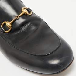 Gucci Black Leather Horsebit Princetown Flat Mules Size 42.5