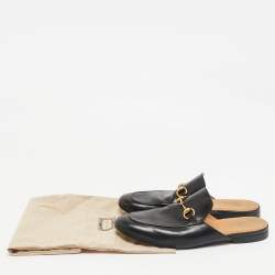 Gucci Black Leather Horsebit Princetown Flat Mules Size 42.5