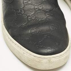 Gucci Black Guccissima Leather Slip On Sneakers Size 44.5
