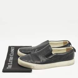 Gucci Black Guccissima Leather Slip On Sneakers Size 44.5