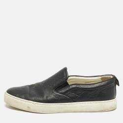 Gucci Black Guccissima Leather Slip On Sneakers Size 44.5