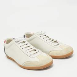 Gucci White Leather and Suede GG Marmont Low Top Sneakers Size 43