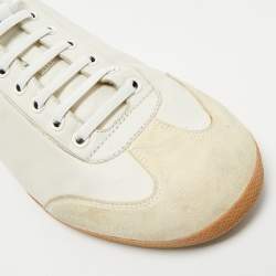 Gucci White Leather and Suede GG Marmont Low Top Sneakers Size 43