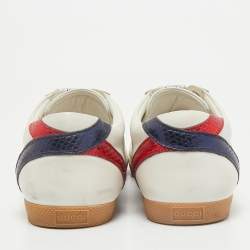 Gucci White Leather and Suede GG Marmont Low Top Sneakers Size 43
