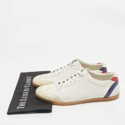 Gucci White Leather and Suede GG Marmont Low Top Sneakers Size 43