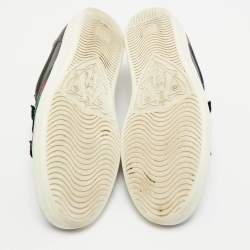 Gucci Black Leather Web Low Top Velcro Sneakers Size 43