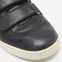 Gucci Black Leather Web Low Top Velcro Sneakers Size 43