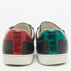 Gucci Black Leather Web Low Top Velcro Sneakers Size 43