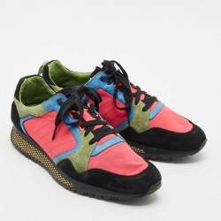 Gucci Multicolor Nylon and Suede Lace Up  Sneakers Size 42