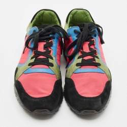 Gucci Multicolor Nylon and Suede Lace Up  Sneakers Size 42