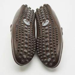 Gucci Dark Brown Leather Guccissima Slip on Loafers Size 40
