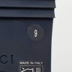 Pre Owned Gucci Navy Blue/Grey GG Canvas Flat Slide Sandals Size 43