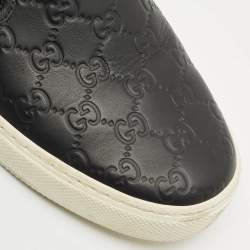 Gucci Black Guccissima Leather Slip On Sneakers Size 43