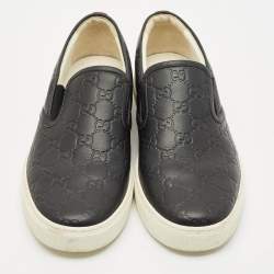 Gucci Black Guccissima Leather Slip On Sneakers Size 43