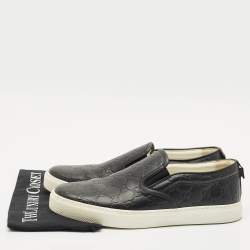 Gucci Black Guccissima Leather Slip On Sneakers Size 43
