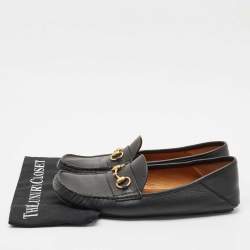 Gucci Black Leather Horsebit Foldable Loafers Size 44.5