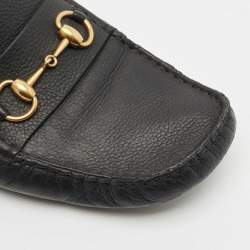 Gucci Black Leather Horsebit Foldable Loafers Size 44.5