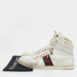 Gucci White Leather Web Detail High Top Sneakers Size 45