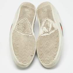Gucci White Crocodile Leather and Leather Ace Low Top Sneakers Size 45.5