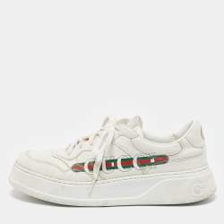 Gucci White Leather Chunky B Lace Up Sneakers Size 43.5