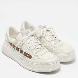 Gucci White Leather Chunky B Lace Up Sneakers Size 43.5