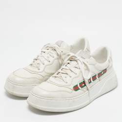 Gucci White Leather Chunky B Lace Up Sneakers Size 43.5