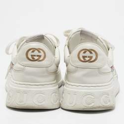 Gucci White Leather Chunky B Lace Up Sneakers Size 43.5