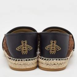 Gucci Dark Brown/Black G Cube Suede and Leather Slip On Espadrille Flats Size 43.5