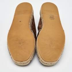 Gucci Dark Brown/Black G Cube Suede and Leather Slip On Espadrille Flats Size 43.5