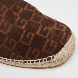 Gucci Dark Brown/Black G Cube Suede and Leather Slip On Espadrille Flats Size 43.5