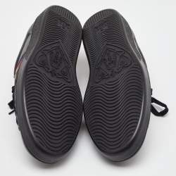 Gucci Black Leather Bee Embroidered Ace Low Top Sneakers Size 42.5