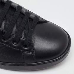 Gucci Black Leather Bee Embroidered Ace Low Top Sneakers Size 42.5