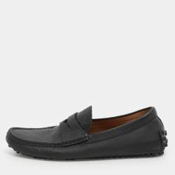 Gucci Black Diamante Leather Penny Loafers Size 41