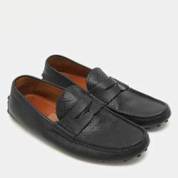 Gucci Black Diamante Leather Penny Loafers Size 41