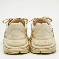 Gucci Cream Leather Rhyton GG Logo Platform Sneakers Size 44.5