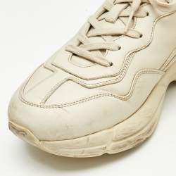 Gucci Cream Leather Rhyton GG Logo Platform Sneakers Size 44.5