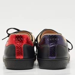 Gucci Black Leather Ace Lace Up Sneakers Size 45