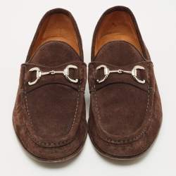 Gucci Brown Suede Horsebit Loafers Size 41.5