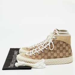 Gucci Beige/Brown GG Canvas and Suede Tortuga High Top Sneakers Size 42