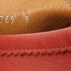 Gucci Red Leather Web Slip On Loafers Size 42