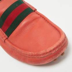 Gucci Red Leather Web Slip On Loafers Size 42