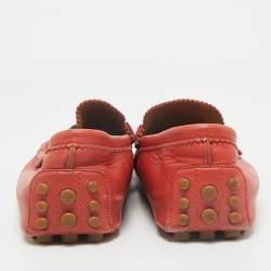 Gucci Red Leather Web Slip On Loafers Size 42