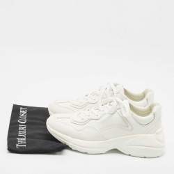 Pre Owned Gucci White Leather Rhyton Lace Up Sneakers Size 41.5