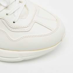 Pre Owned Gucci White Leather Rhyton Lace Up Sneakers Size 41.5