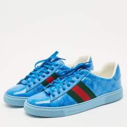 Gucci Blue GG Crystal Canvas Ace Sneakers Size 42