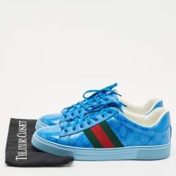 Gucci Blue GG Crystal Canvas Ace Sneakers Size 42