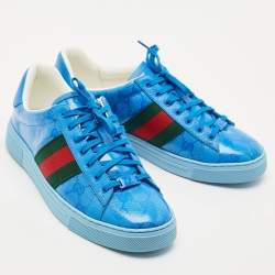 Gucci Blue GG Crystal Canvas Ace Sneakers Size 42